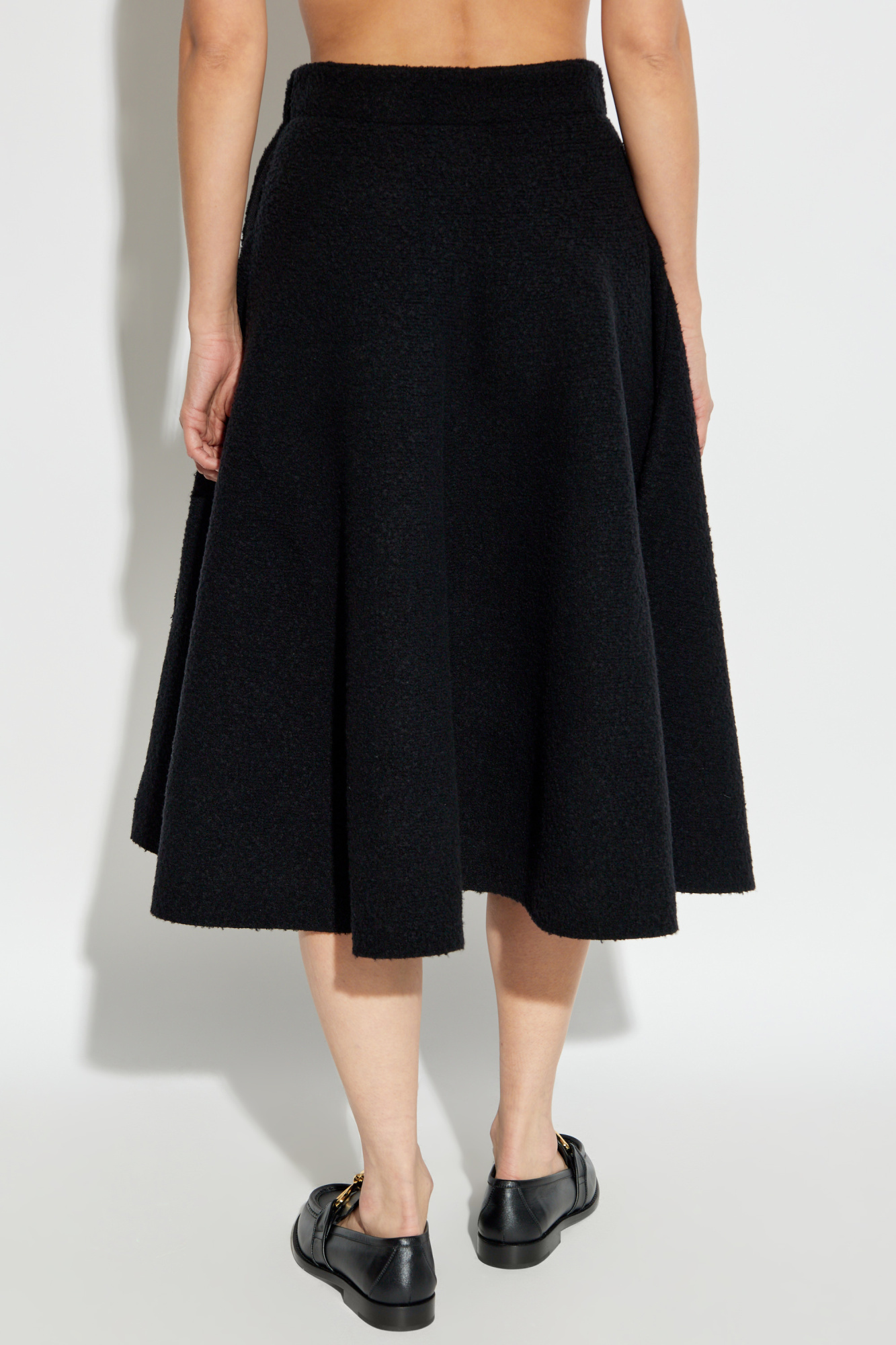 スカート BOTTEGA VENETA BLACK WOOL SKIRT BOTTEGA VENETA Grain de poudre wool midi skirt | NET-A-PORTER